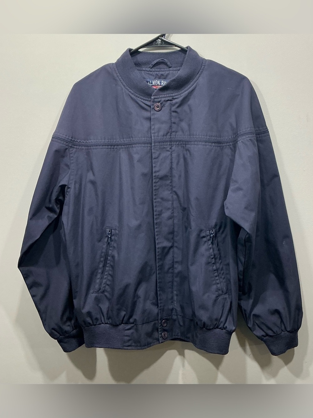 Vintage 90s Salmon River Traders Navy Bomber Jacket Mens M Fits L